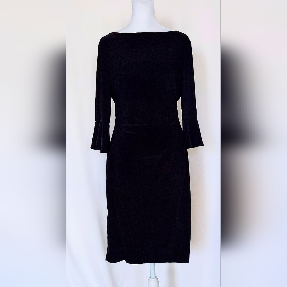 Lauren Ralph Lauren Bell Sleeve Bunch Waist Dress Black Size 10